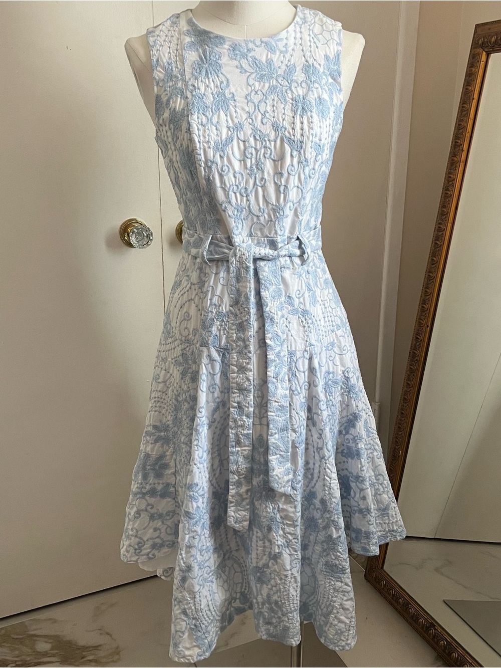 Calvin Klein blue and white dress